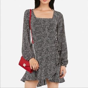 Express XS Square Neck Ruffle Wrap Dress